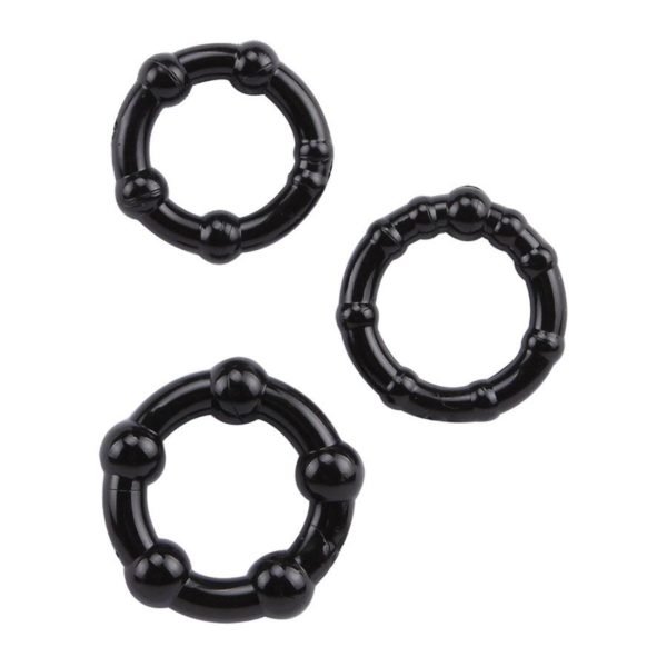BEADED COCK RINGS BLACK