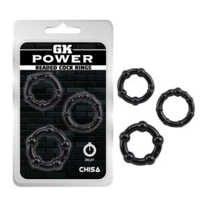 BEADED COCK RINGS BLACK