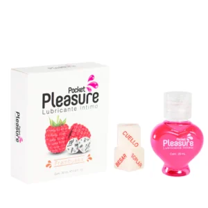 LUBRICANTE FRAMBUESA X 20ML Y DADOS POCKET PLEASURE