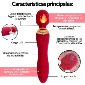 VIBRADOR CLÁSICO MASAJEADOR DE CLÍTORIS TÉRMICO HITACHI 2 EN 1